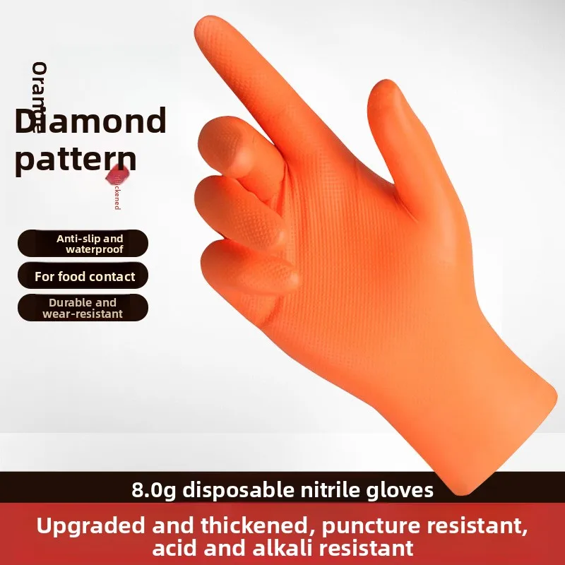 Luvas espessadas de nitrilo 50 peças, industriais, à prova d'água, à prova de óleo, ácido, alcaloide, resistente ao desgaste, proteção do trabalho de construção