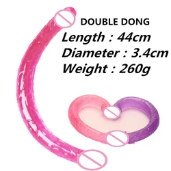 44cm Soft Jelly Dildo Double Long Realistic Cock Lesbian Vaginal Anal Plug Flexible Fake Penis For Women Dildos Sex Toys