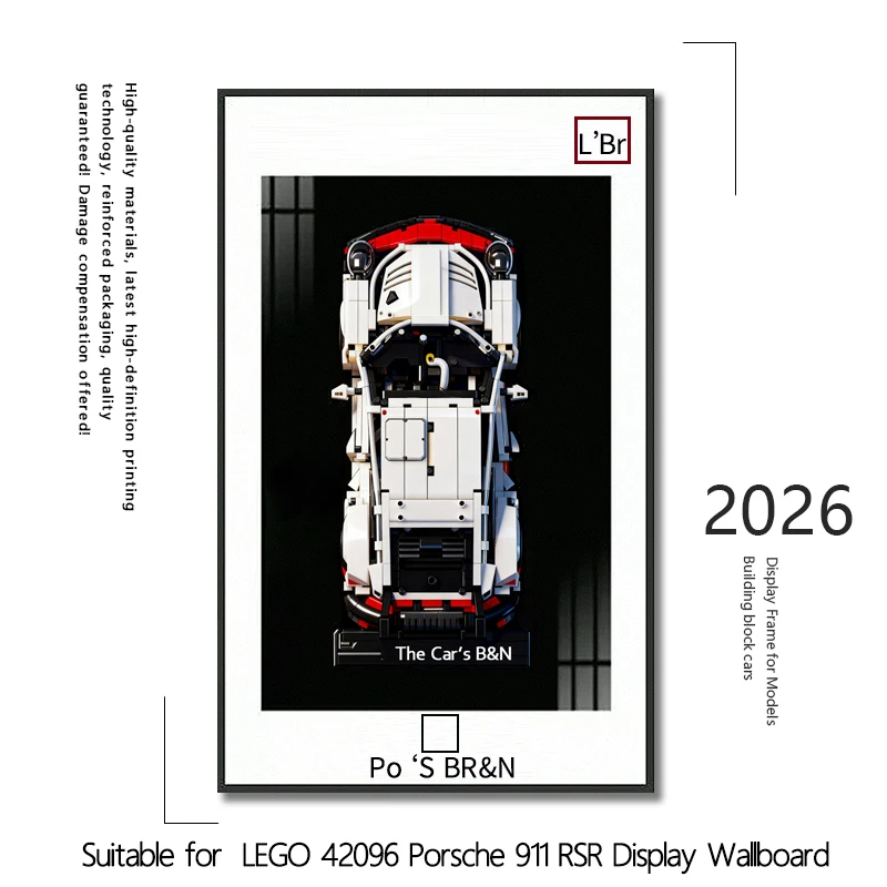 

NEW Display Wallboard with Frame Suitable for LEGO 42096 Porsche 911 rsr building block car model Wall Mount Display box