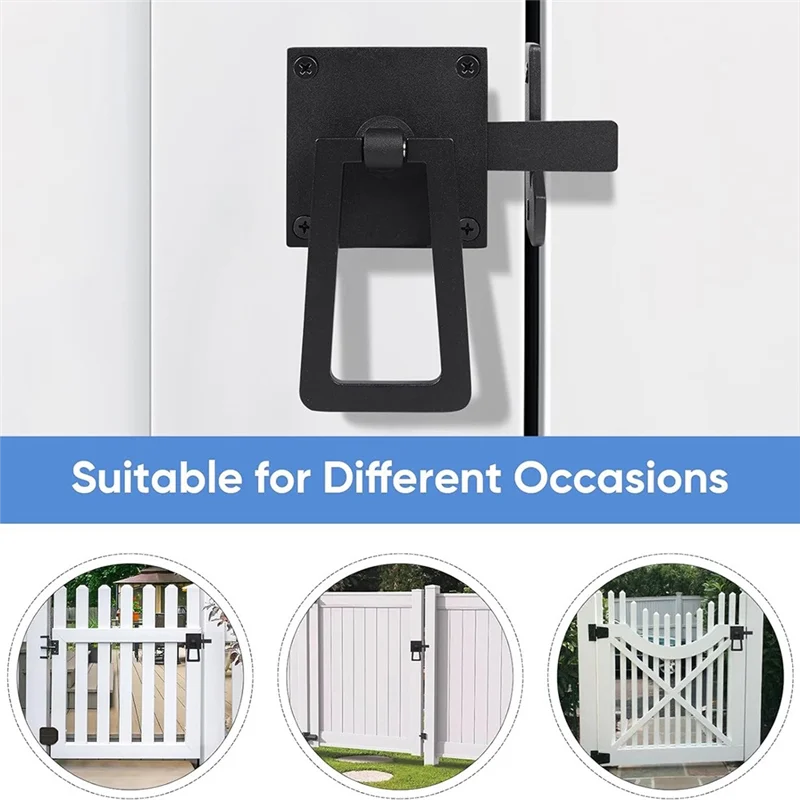 AA08-Heavy Duty Gate Latch, Double Side Gate Latches, Matte Black Fence Latch, Garden Door Latch, Pool Gate Latch