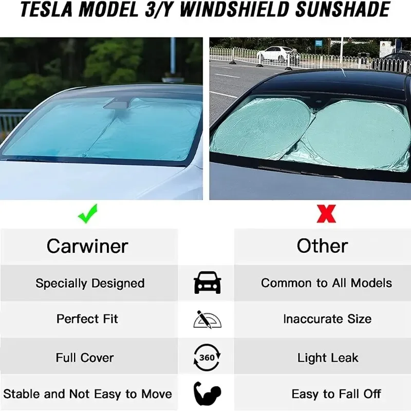 Car Windshield Sun Shade Covers Visors Front Window Sunscreen Protector Design For Tesla Model 3 Y Sunshade Accessories