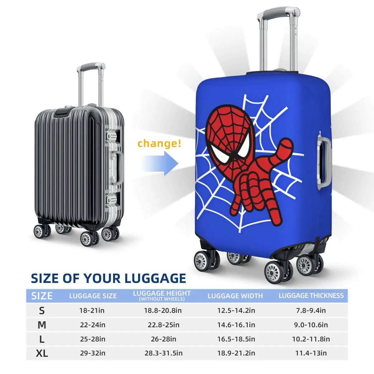 Spider Man Web Jump Suitcase Cover Practical Travel Protection Luggage Accesories Vacation