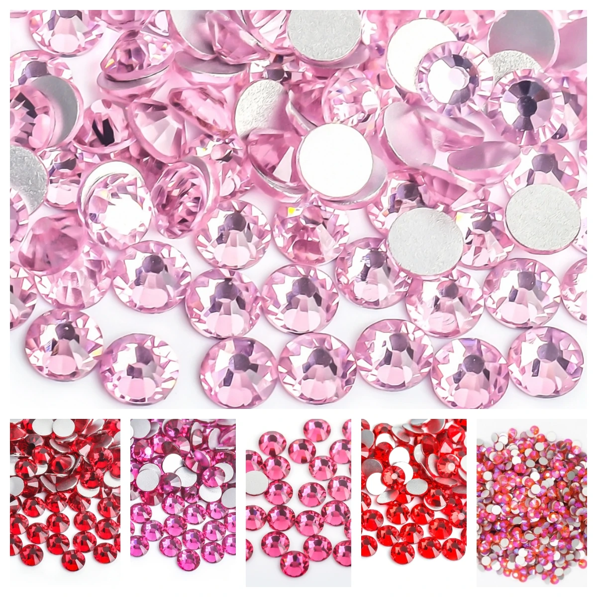 Light Pink/Rose /Fuchsia /Siam Glass 3D Nail Art Rhinestones SS3~SS34 Crystal Nails Non HotFix Decorations