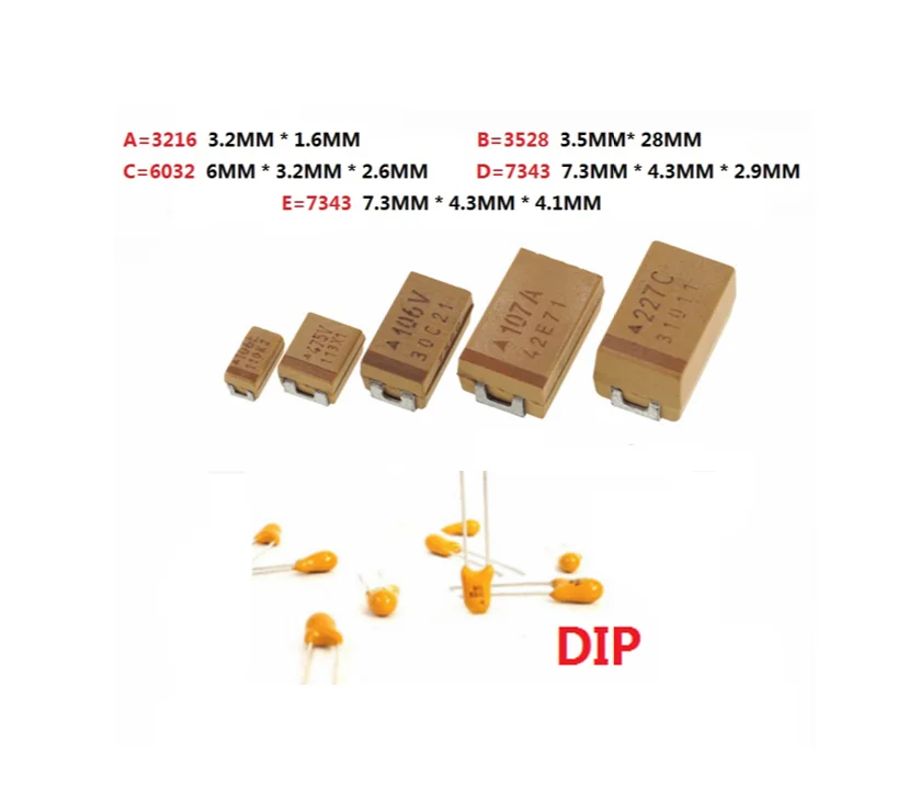 10PCS A B C D Case 6V 10V 16V 25V 35V 50V Tantalum Capacitor 0.1UF 1uf 2.2UF 4.7UF 10UF 22UF 33UF 47UF 100UF 220uF 330UF 470UF 