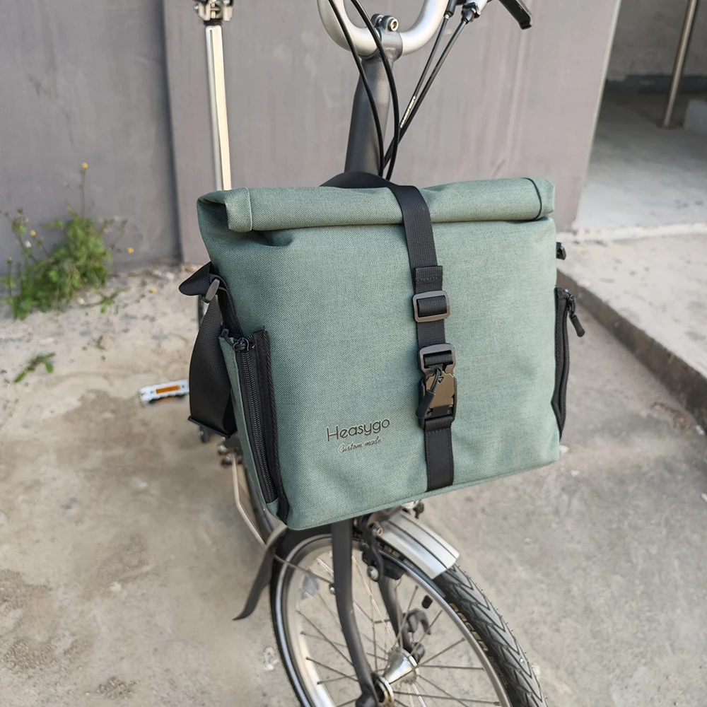 

Велосипедная сумка-органайзер большой вместимости (7-10 л) для складного велосипеда Brompton с адаптером типа «свиной нос», водонепроницаемая передняя сумка