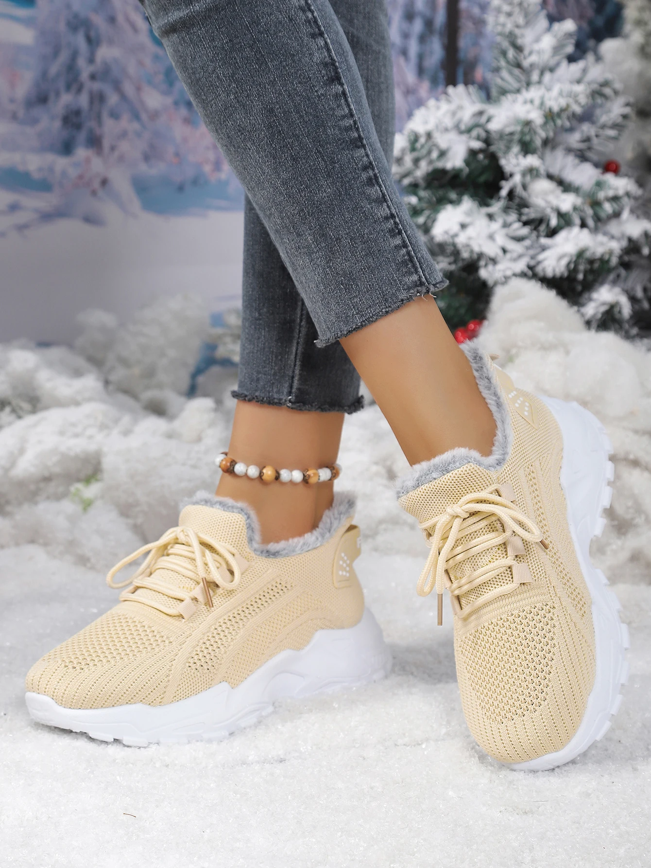 Damen-Knöchelstiefeletten in Nude, Slip-On Kurzstiefel aus weichem PU-Leder, flach, rutschfest, leicht, bequem, für den Alltag, Party, Freizeit, Damen-Knöchelschuhe – Detail 31