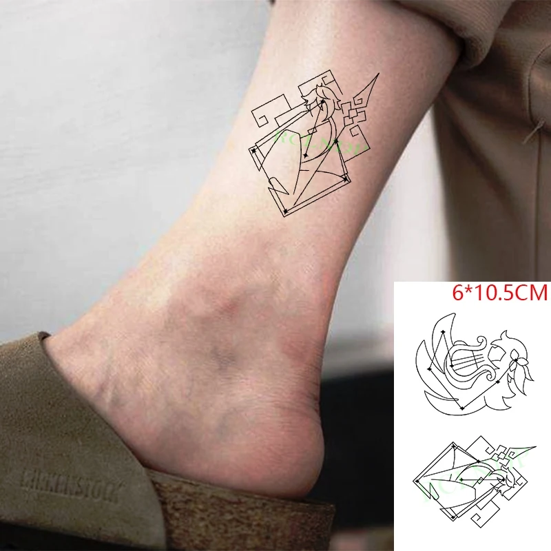 Waterproof Temporary Tattoo Sticker Genshin game Sword Star Pattern Geometric Tatto Flash Tatoo Fake Tattoos for Men Women