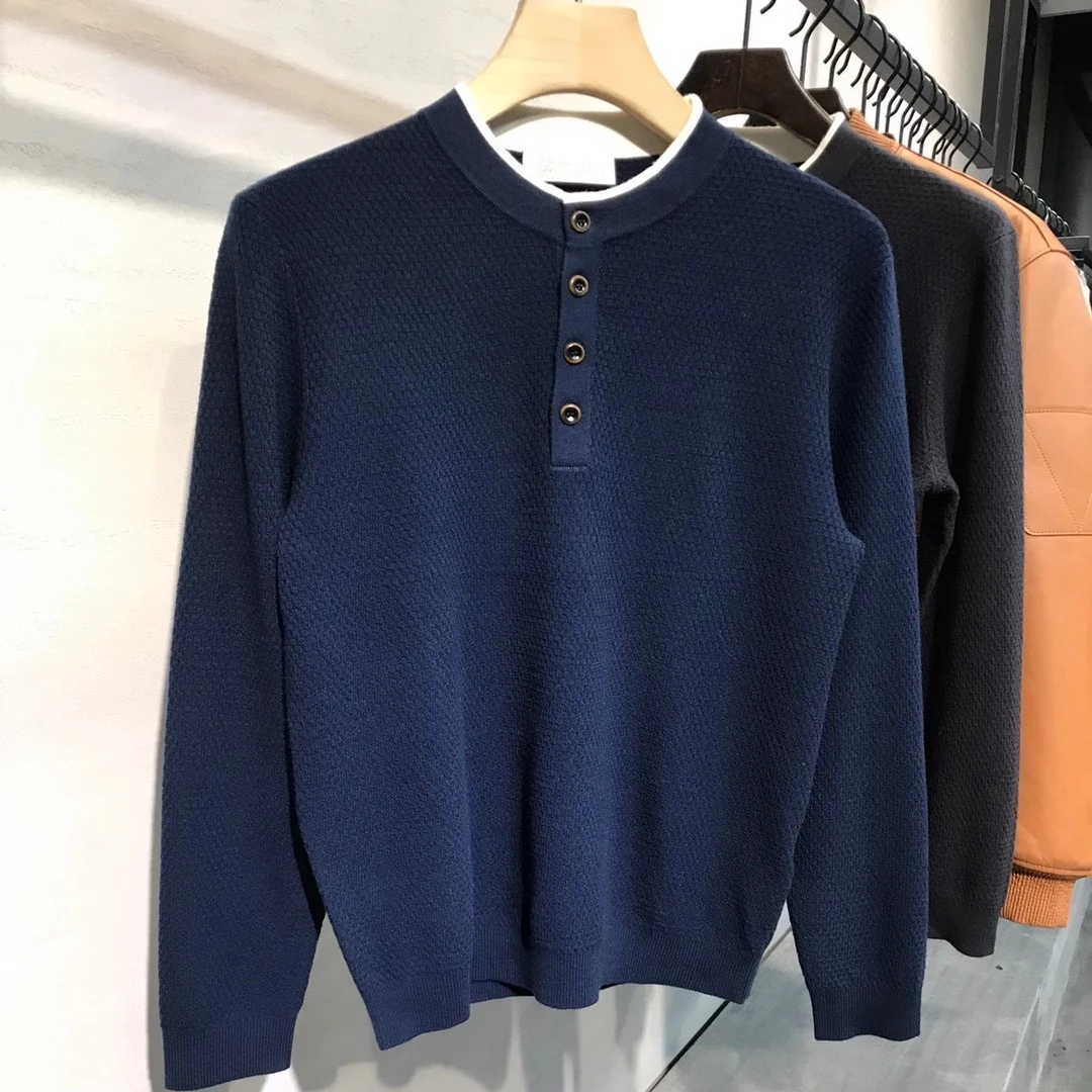 

Итальянский повседневный жаккардовый мужской вязаный шерстяной свитер в стиле старых денег BC