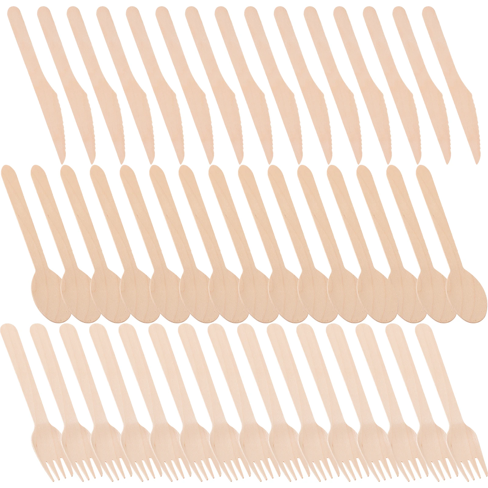 

300pcs Wooden Tableware Forks Spoons Cutters Set Disposable Wood Cutlery Utensils Tableware Supplies for Dinner Camping BBQ