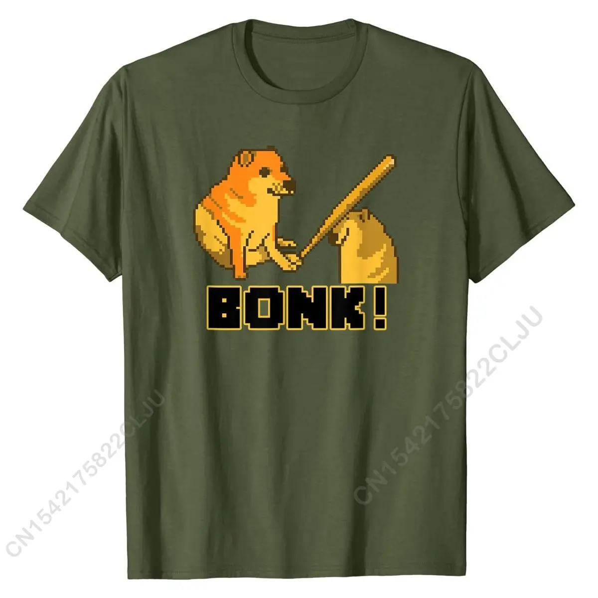 Pixel Art Cheems Bonk Meme เสื้อยืดออกแบบกราฟิก Tops Tees ฝ้าย T เสื้อสำหรับชายปกติ