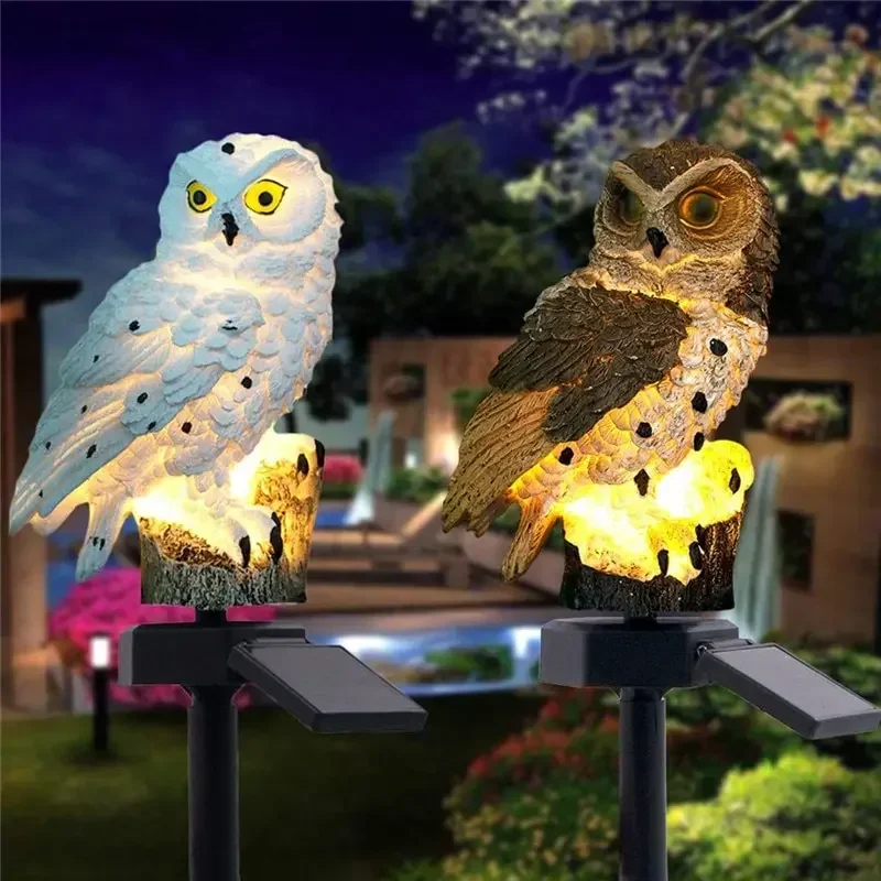 Luz LED Solar de tierra de búho para exteriores, lámpara de Patio, luz de jardín, luz de estaca impermeable, decoración de camino, linterna de tierra de Patio