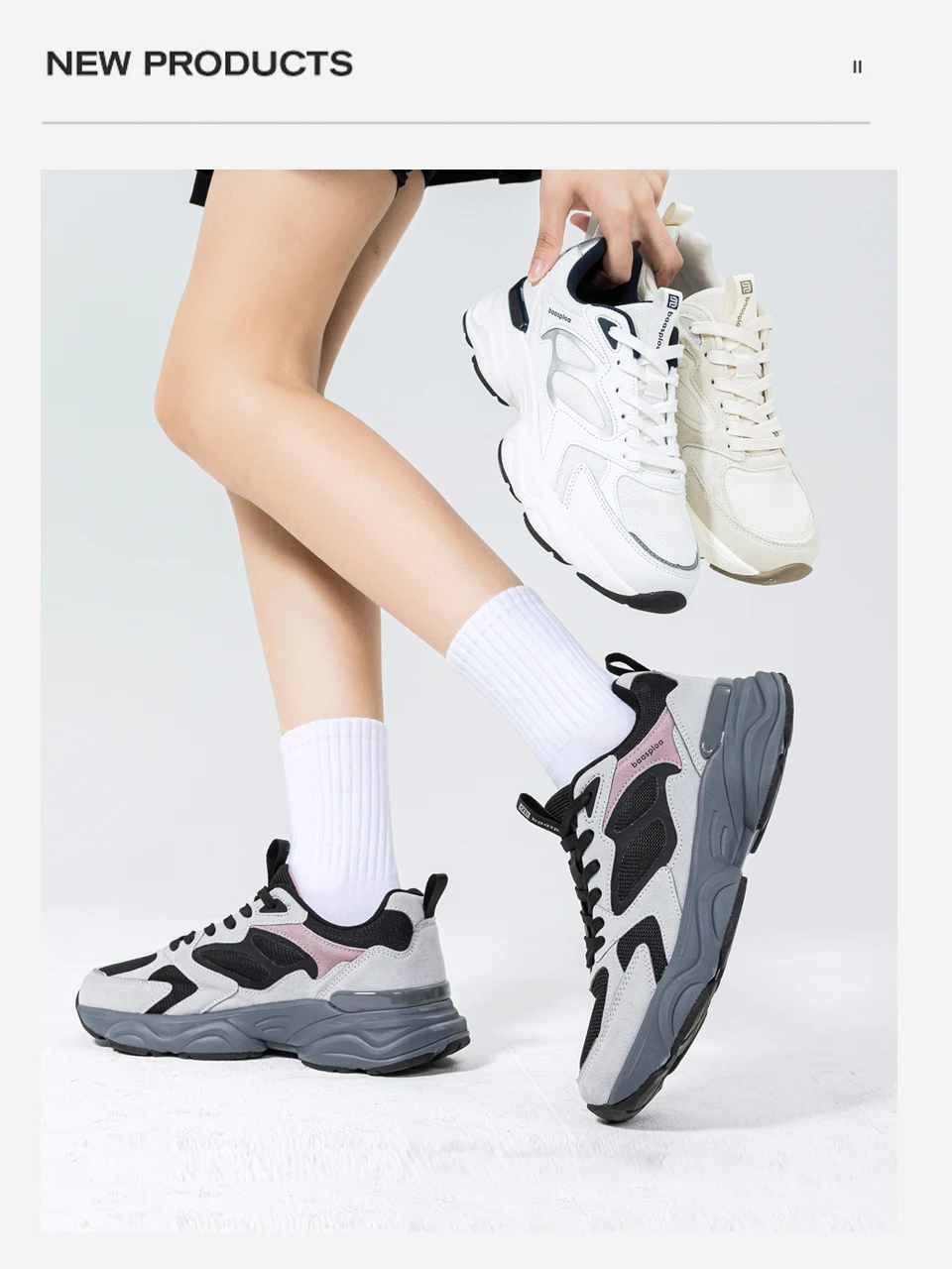 Baasploa Damen-Wanderschuhe, leichte, atmungsaktive Mesh-Sportschuhe, Marken-Komfort, weiche, höhenvergrößernde Freizeit-Sneaker für Damen – Detail 11