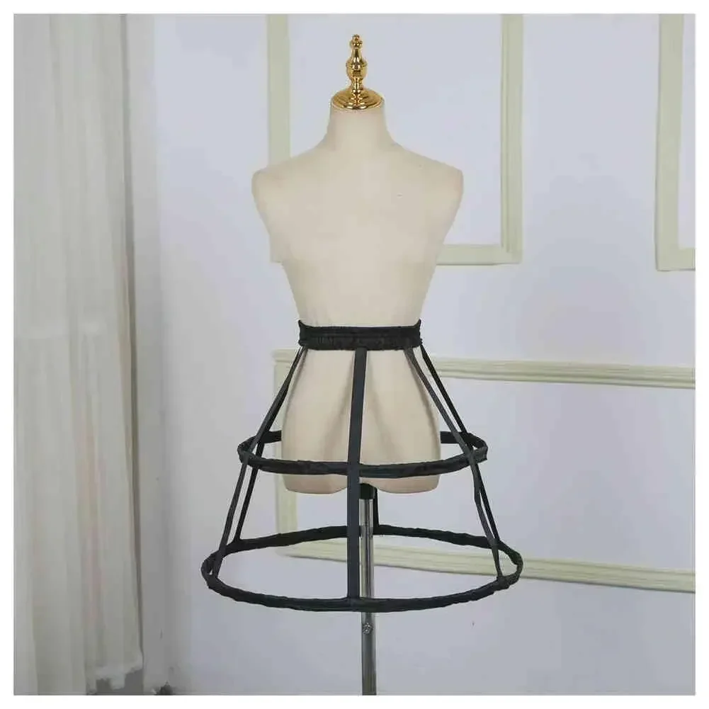 Women Girls Wedding Bridal Crinoline Underskirt  Elastic Waistband Adjustable Pannier Petticoats 2 Hoops Hollow Cage Skirt