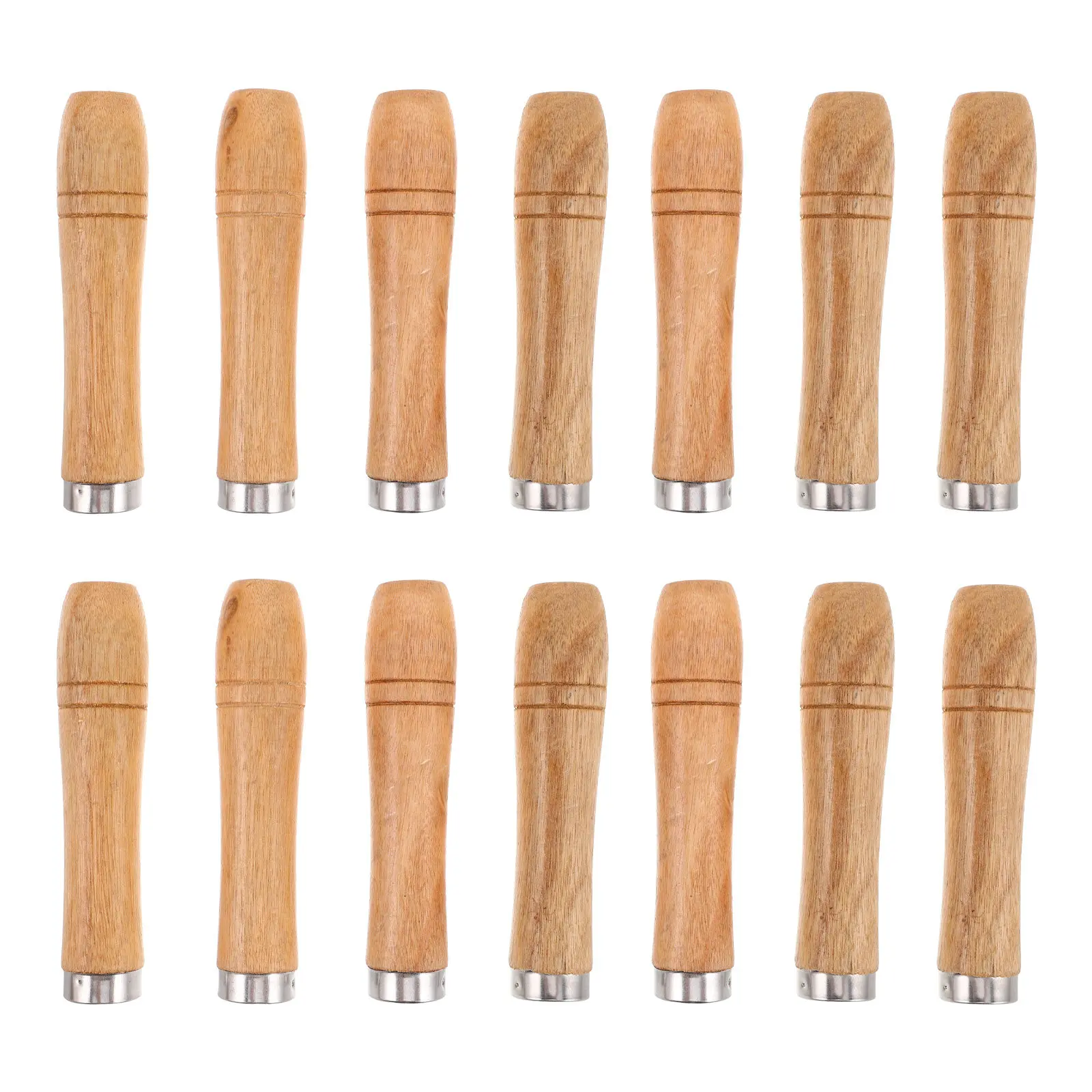 14Pcs Grill Fork Handles Wood Grip Only for Barbecue Skewers 4Mm Diameter Portable Lightweight Ergonomic Bbq Tools Set