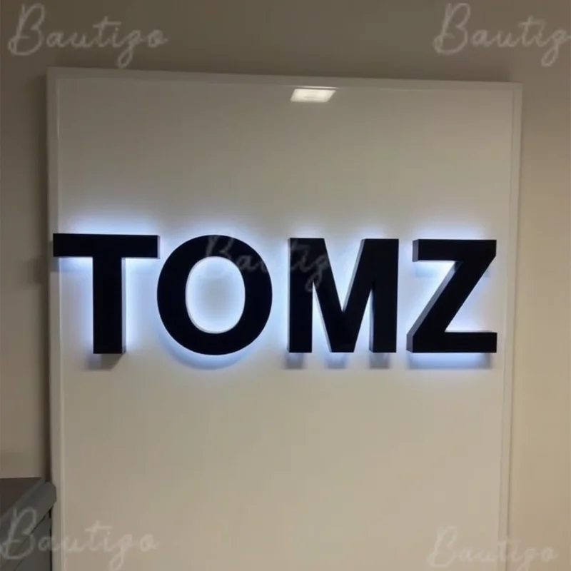 Custom 3D LED Illuminated Metal Letters Sign Backlit For Business Storefront Outdoor Waterproof Light Up Advertising Signage