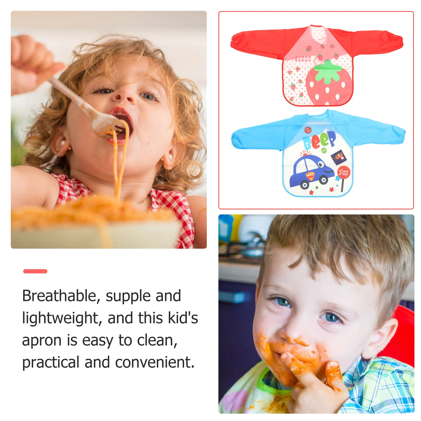 

2pcs Painting Aprons Long Sleeve Waterproof Anti Dirty Toddler Apron Art Smocks Toddler Bibs Boys Girls Cooking