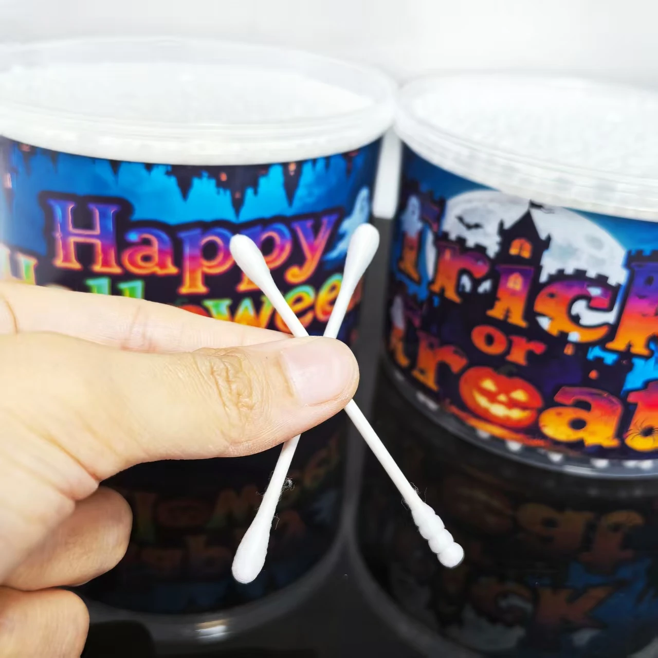 สำลีก้านแบบสองด้าน 500 ชิ้น/1000 ชิ้น ลายฮาโลวีน สำหรับผู้ใหญ่ ของขวัญวันหยุด