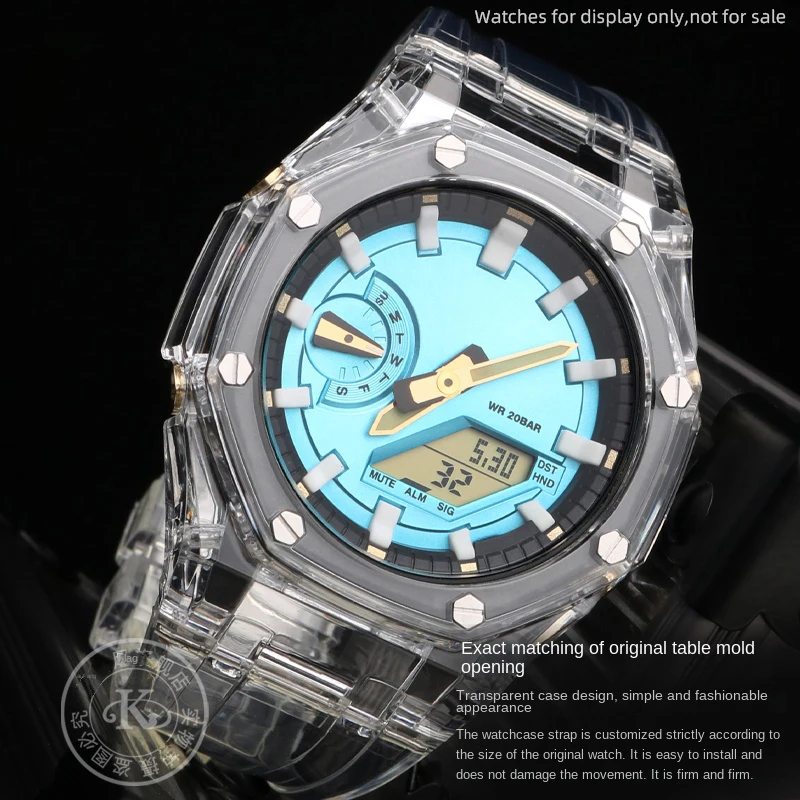 GA2100 Mod Kit for Casioak G-Shock GA-2100 case strap GAB2100 Modification Bezel Frame Rubber strap Band Transparent case set