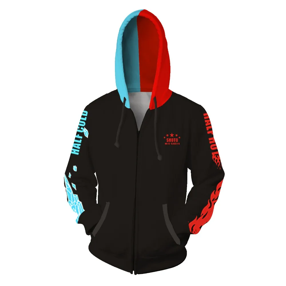 Mein Held Akademie Cosplay Kostüm 3D-Druck Hoodies Sweatshirts Uniformen Männer Reiß verschluss Hoodies Tops Mantel Jacke