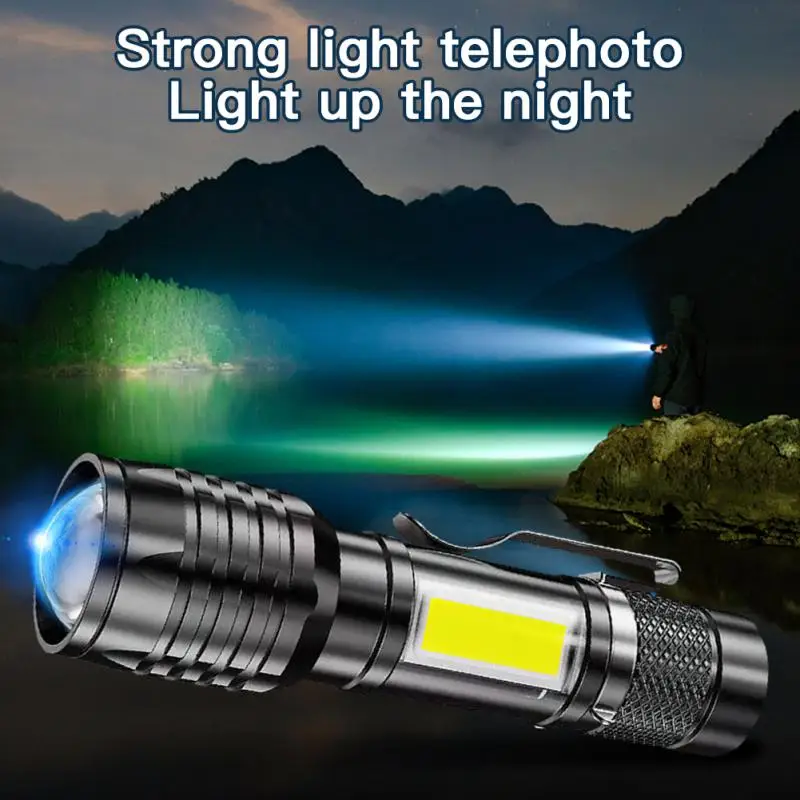 Portable Powerful LED Lamp Flashlight Linterna Tactical Zoom Chargeable Battery Outdoor Camping Tactics Flash Light