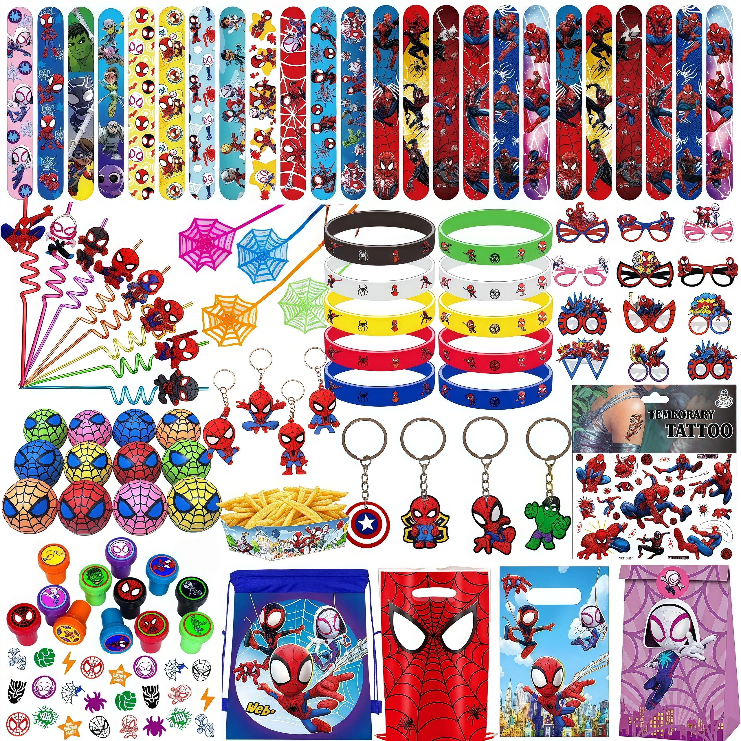 Spidey et ses incroyables amis, fournitures de fête d'anniversaire, Bracelets, timbres autocollants, remplissage de sac Pinata pour enfants, cadeaux de fête Spiderman