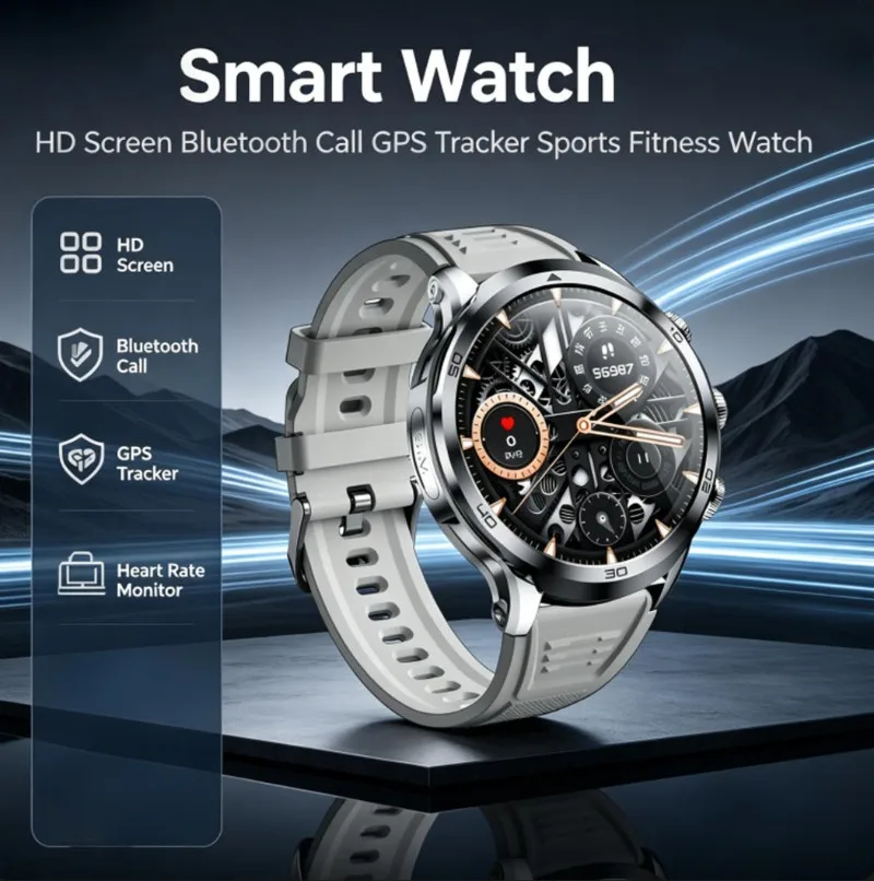 H19 Unisex Smart Watch HD Screen Bluetooth Call GPS Tracker Heart Rate Monitor Outdoor Sports Fitness Wristwatch