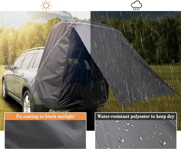 Foldable Touring Camping Outdoor Rear Extension Suv Van Waterproof Trunk Tailgate Shade Awning Tail Shade Car Rear Tent