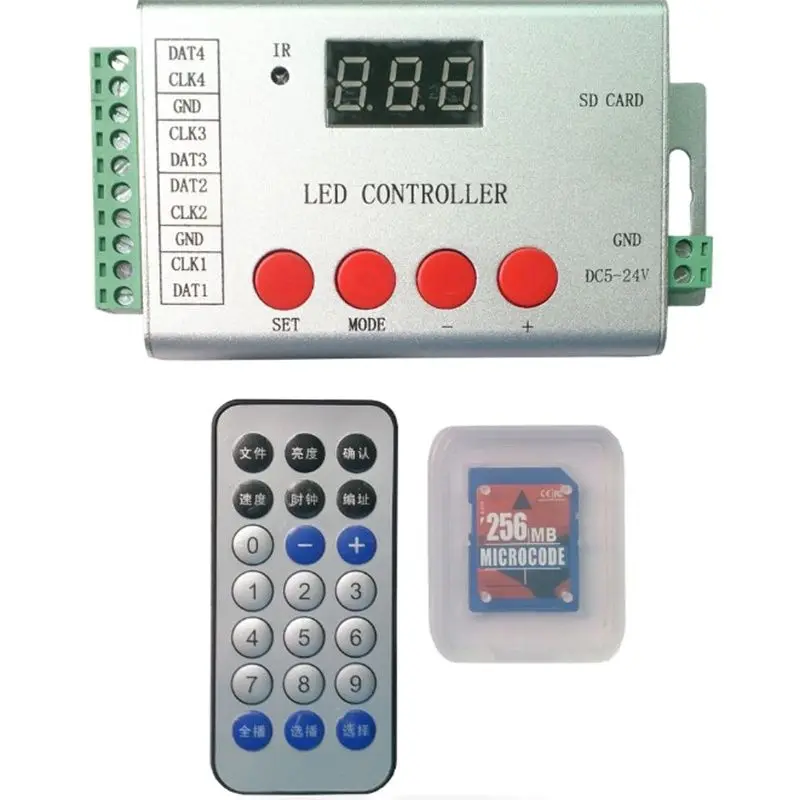 LED Pixel Controller com cartão SD, programável Console DMX, 6144 pixels, TM1809, WS2811, WS2801, LPD8806, WS2812, DMX Strip