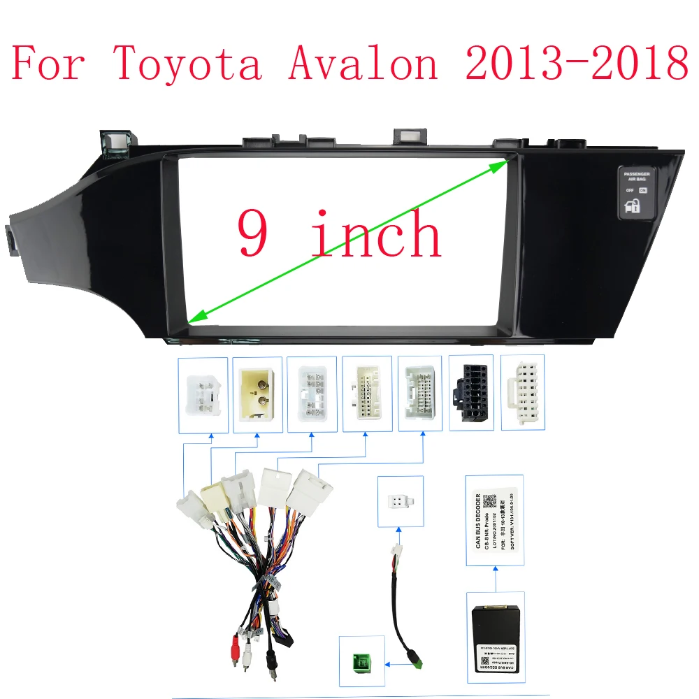 

Рамка автомобильного радио Fascias для Toyota Avalon 2013-2018 9-дюймовая 2DIN стерео панель жгут проводов адаптер кабеля питания декодер Canbus