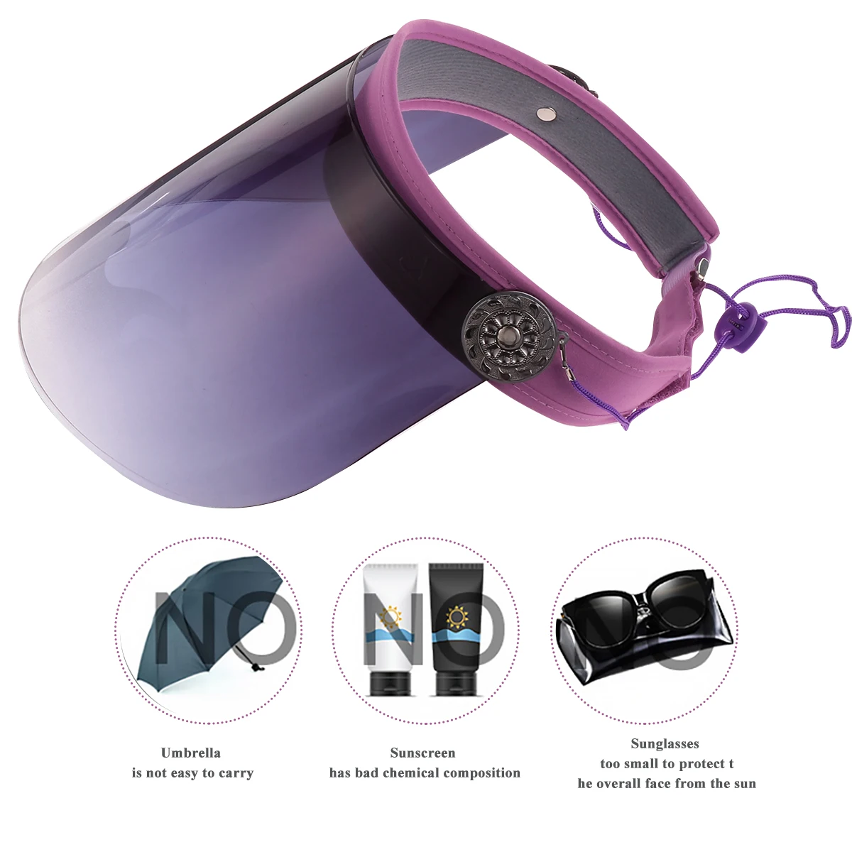 

Hat for Sun Protection Outdoor Uv Hats Lens Woman Sun-proof Bucket Purple Face Cover