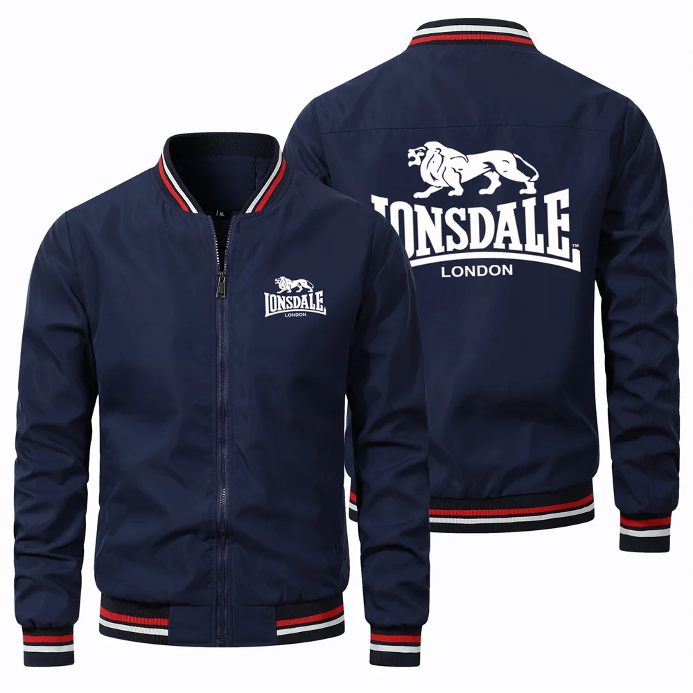 Longsdale เสื้อโค้ทกีฬาเสื้อแจ็คเก็ตแขนยาวคอปกตั้งสำหรับผู้ชายเสื้อแจ็คเก็ตบอมเบอร์แจ็คเก็ตนักบินสำหรับขี่จักรยาน