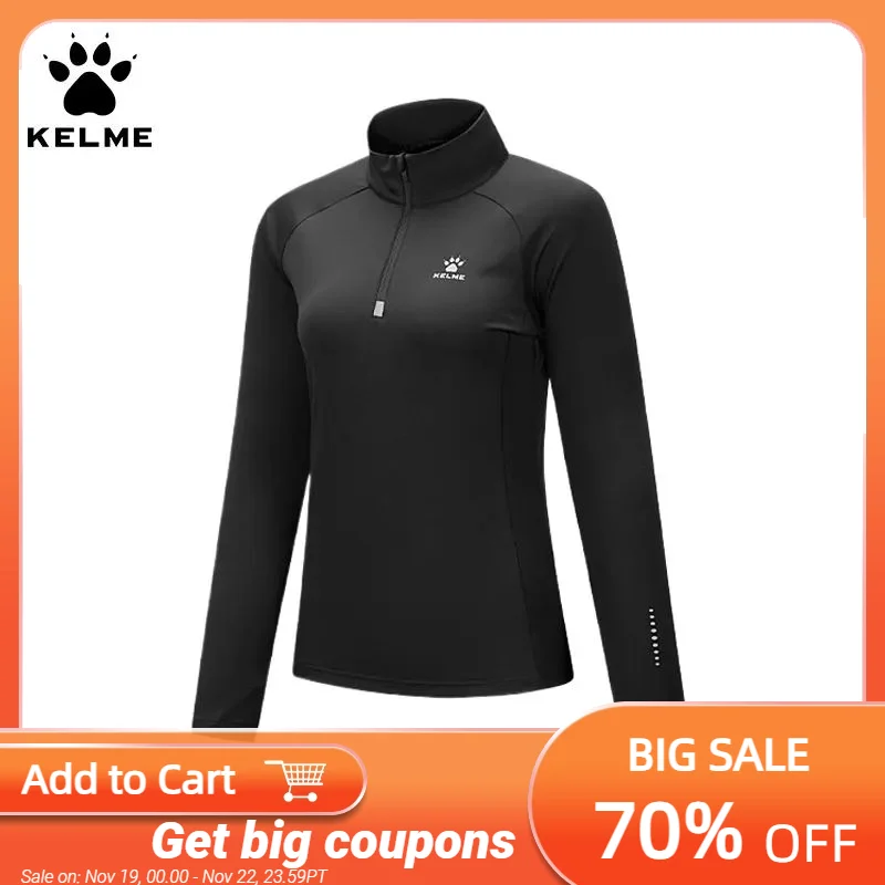 Kelme Half Zipper Training Suit For Women's Spring 2024 Yoga Running Sports Long Sleeved Breathable Fitness Shirt