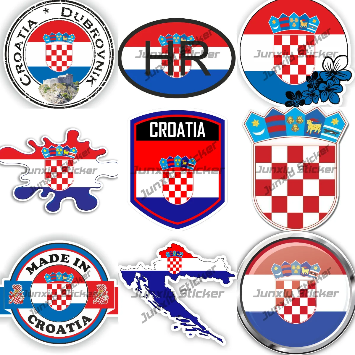 

Croatian Coat of Arms Flag Emblem Stickers High-Quality UV Protected Decal Croatian Dubrovnik Round Seal Waterproof Accessories