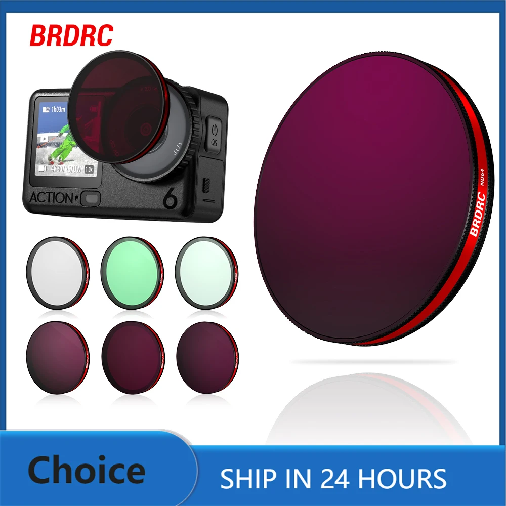 

BRDRC Lens Filters for DJI Action 6 Accessories UV CPL ND8 16 32 Neutral Density Filter Black Mist Lens Vlgo Video Photography