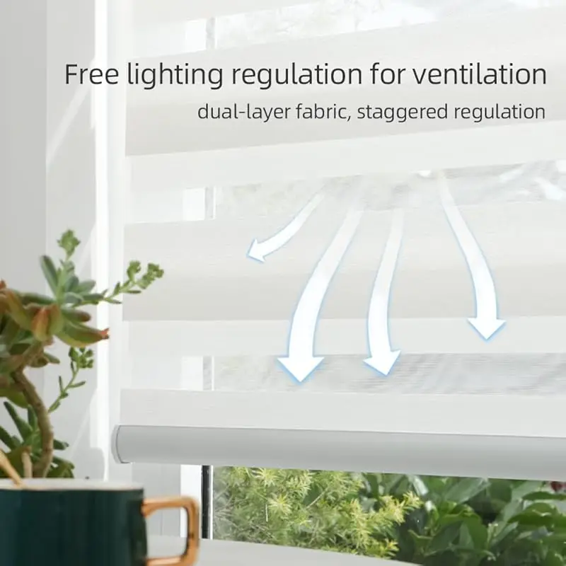 ظلال لاسلكية مخصصة من المصنع، خيارات ألوان متعددة، دليل سلامة الأطفال والحيوانات الأليفة، ستائر زيبرا اللاسلكية الربيعية للنوافذ #3