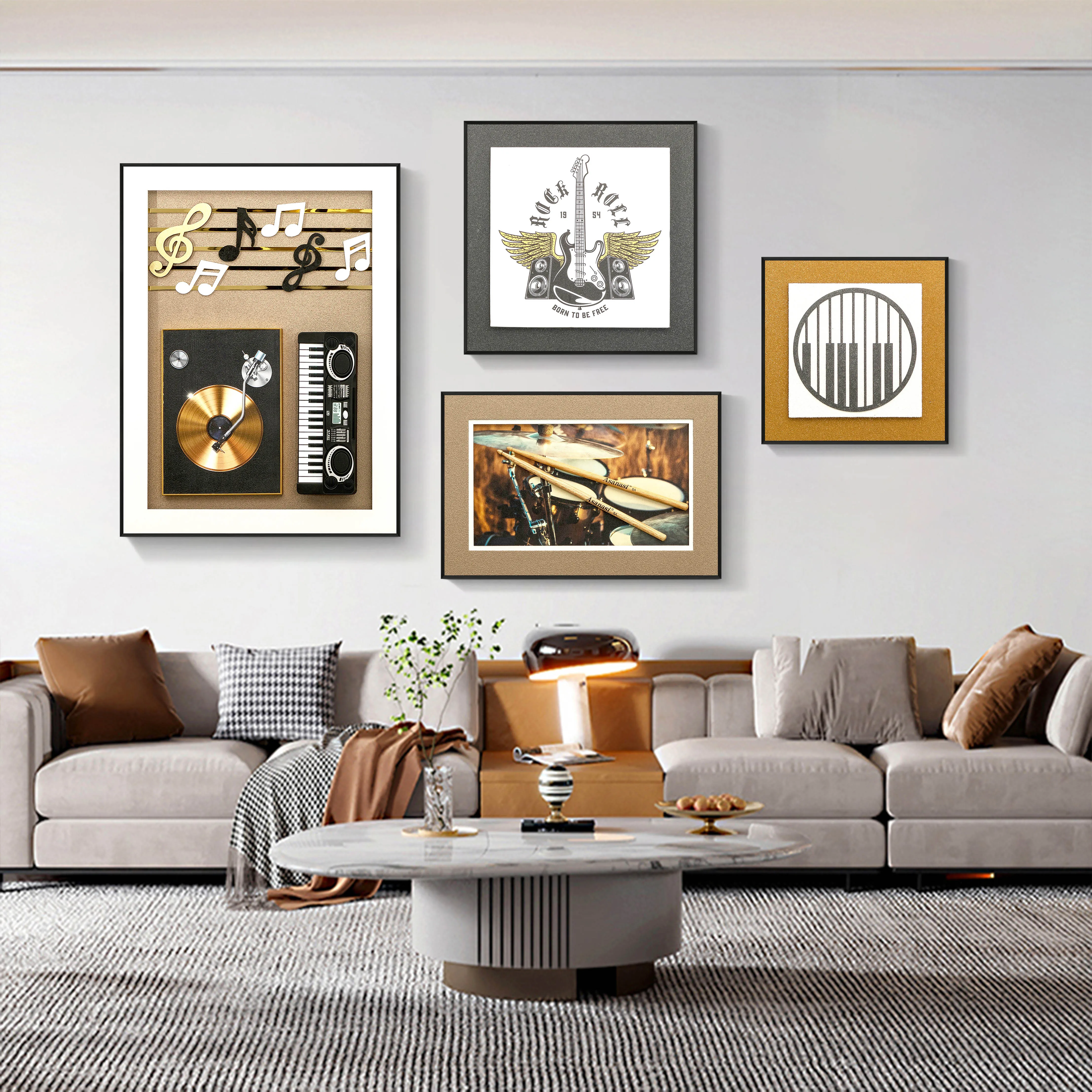-For Modern Design Decorative Paintings Custom Music Category Hanging Pieces Black Hot Sale Physical Musical Instrument&