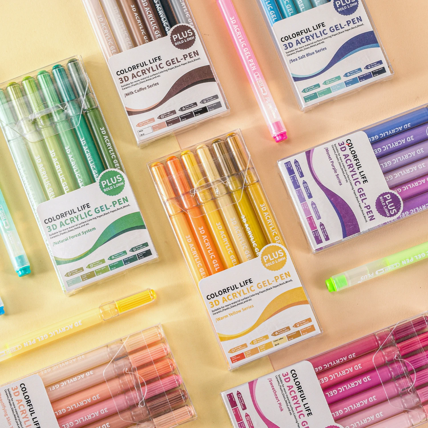 

54 Color Acrylic Gel Pens Quick Dry 9 Boxes 6 Sets Smooth Writing 1 0mm Bullet Tip for Drawing Doodle Journaling