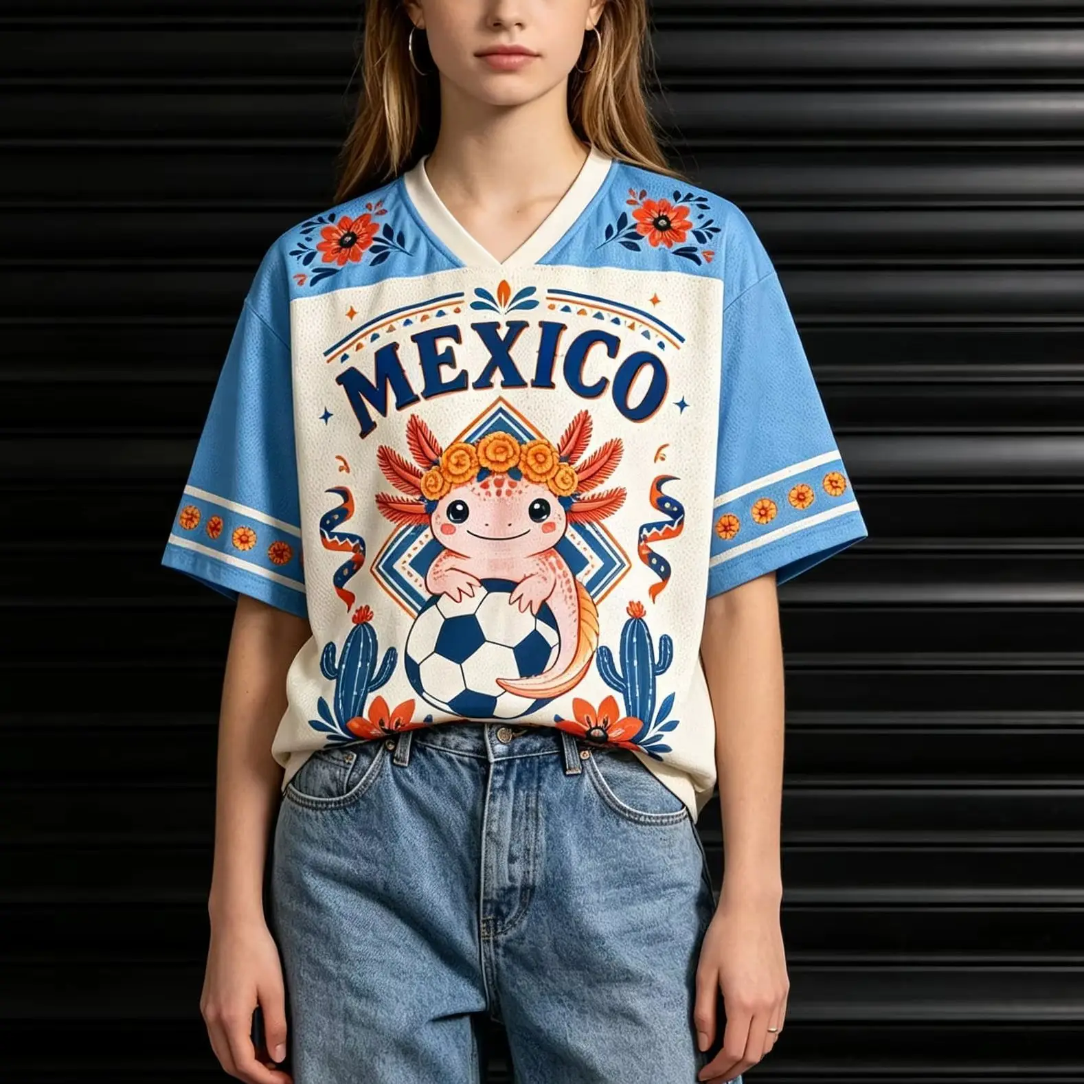 Mexico No.10 Cute Jersey Salamander Women T Shirt Men Tee Girl Tshirt Top Children V Neck Quick dry short sleeves kids TShirt