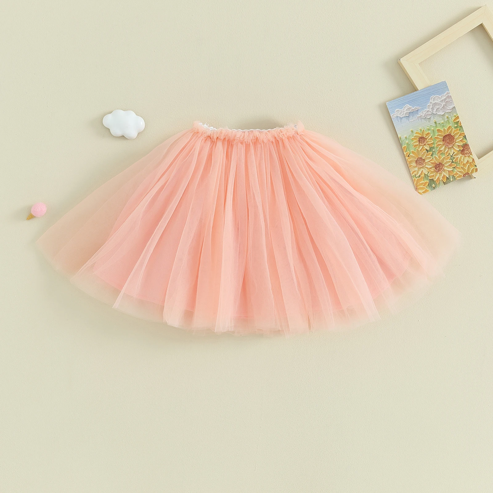 

Toddler Girl Tulle Mini Skirt Solid Color Elastic Waist Tutu Ballet Dancing Skirt Christmas Party Stage A-Line Skirt