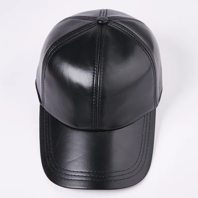 Leather hats men and women middle-aged and elderly sheepskin baseball caps warm duck tongue sheepskin spring autumn and winter