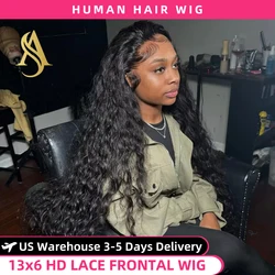 Perruque Lace Front Wig Deep Wave Naturelle Bouclée, Cheveux Humains, Water Wave, 13x4, 13x6, 360 HD, 40 Pouces, pour Femme