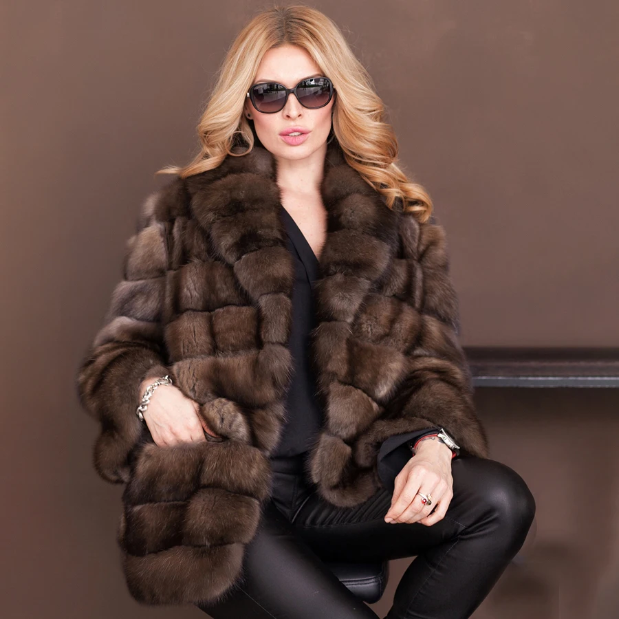 

Real Fox Fur Coats Womens Lapel Collar Genuine Fox Fur Jackets For Gril 2024 New Arrivals Hot Selling