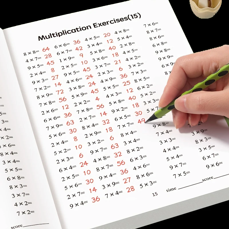 48-Page English Version of Children's Multiplication Table Workbook, 9×9 Multiplication and Division Practice Book, Multiplication and Division Flash Cards, Arithmetic Practice Workbook, Math Improvement Tools, Children's Math Exercises, Back-To-School Season, Christmas Gift