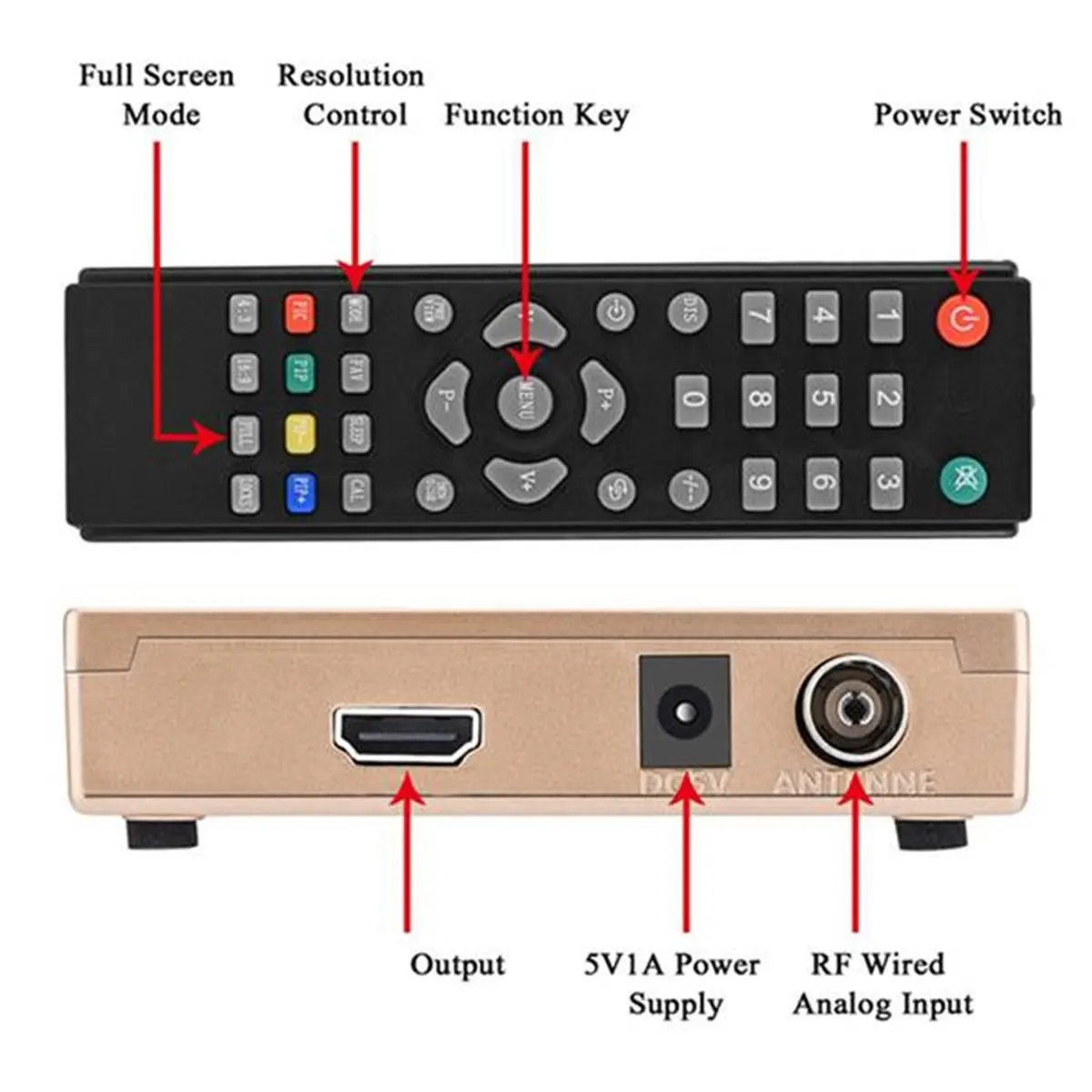 AA19 RF to HDMI-Compatible Converter Analog TV Remote Control Supports All Standard Signals UK Plug
