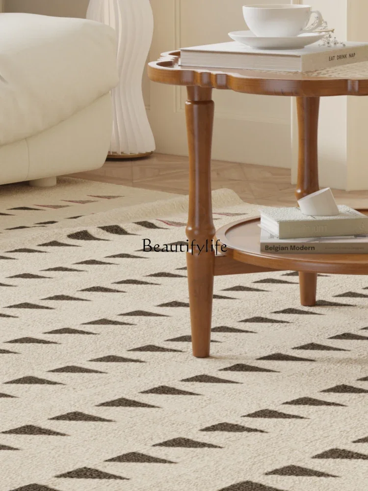 طاولة شاي صغيرة من الخشب الصلب الإبداعي المستدير الفرنسي القديم ذات حافة يابانية وطبقات زجاجية علوية وسفلية