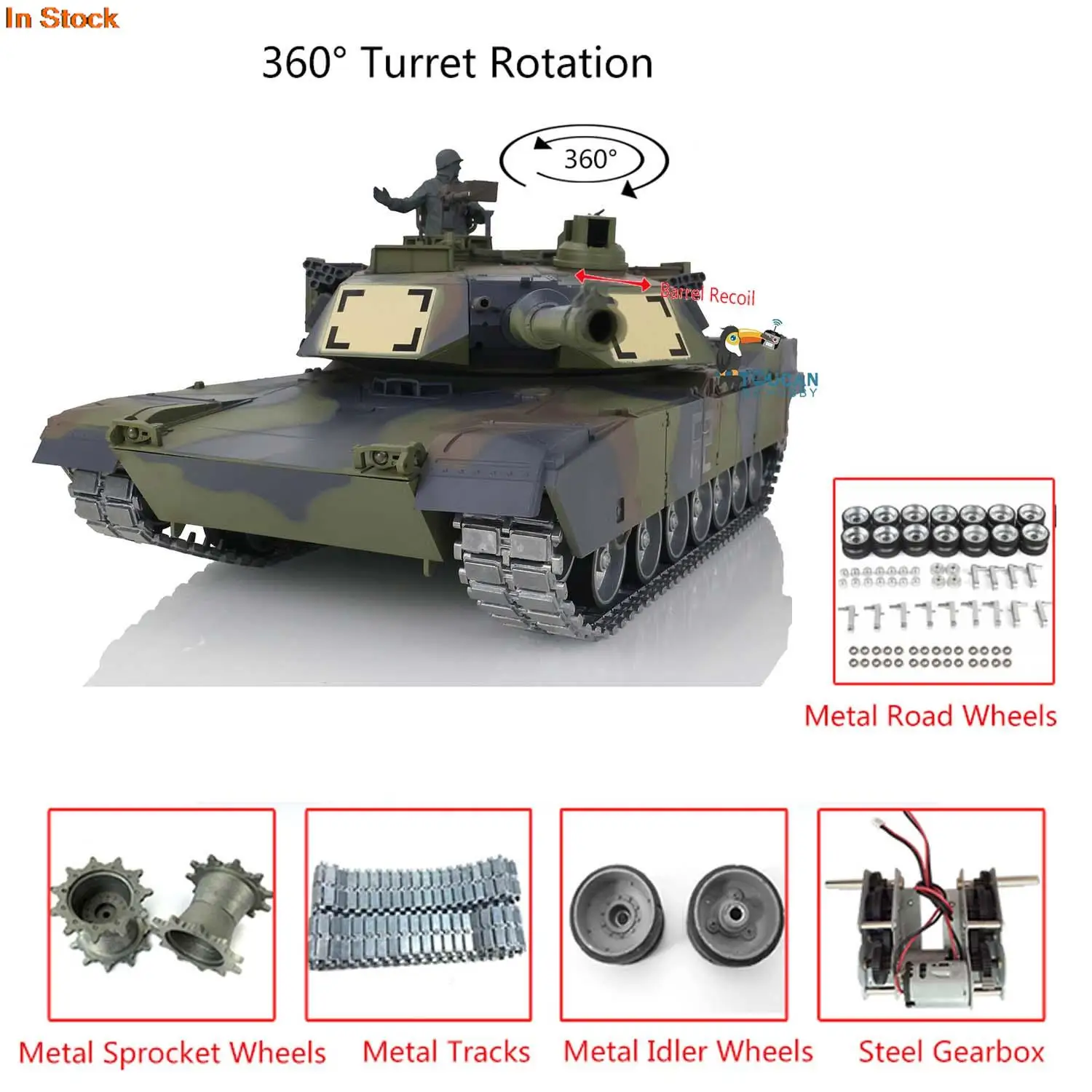 HENG LONG Customize RC Tank 1/16 7.0 Abrams FPV 3918 360° Turret Barrel Recoil Army Toys BB Unit Shooting TH17823-SMT4 