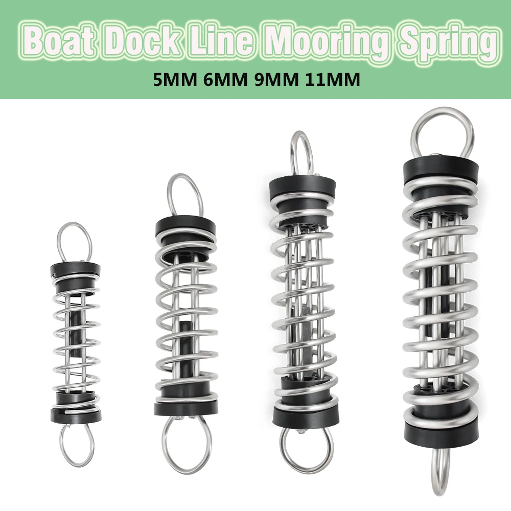 Resorte de amarre de línea de muelle para barco, resorte de amarre de acero inoxidable de 5mm, 6mm, 9mm y 11mm para Kayak inflable, yate, Hardware marino, 1 Uds.