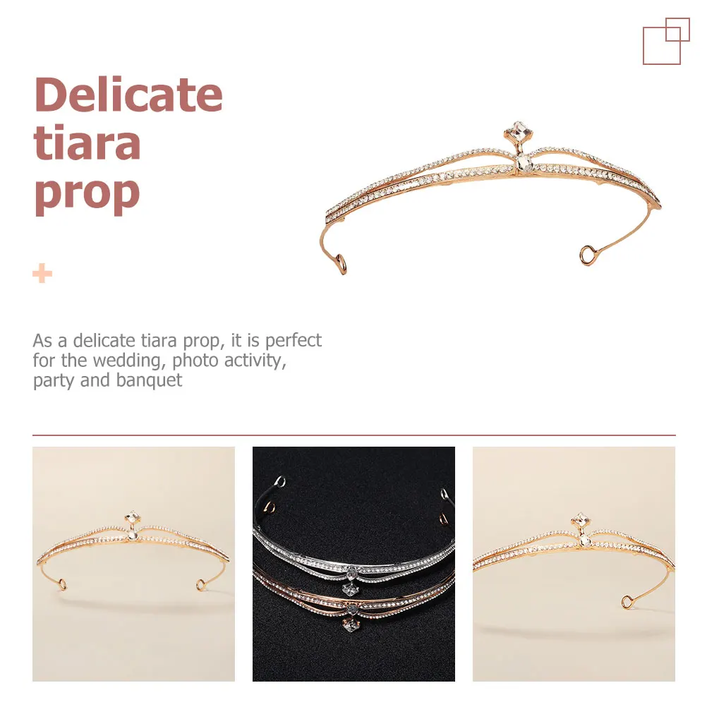 

Bridal Crown Rhinestone Tiara Zinc Alloy Decorative Headwear Lightweight Wedding Party Accessories Hair HoopVintage Prop Bride