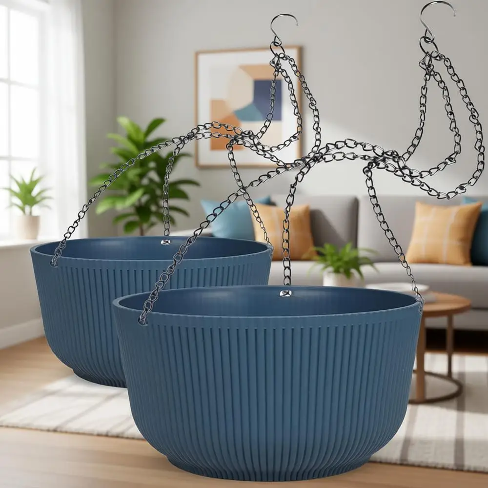 

Большие подвесные кашпо 11.2 для использования в помещении/на улице, прочные утолщенные корзины (2 шт., глубокий синий цвет)