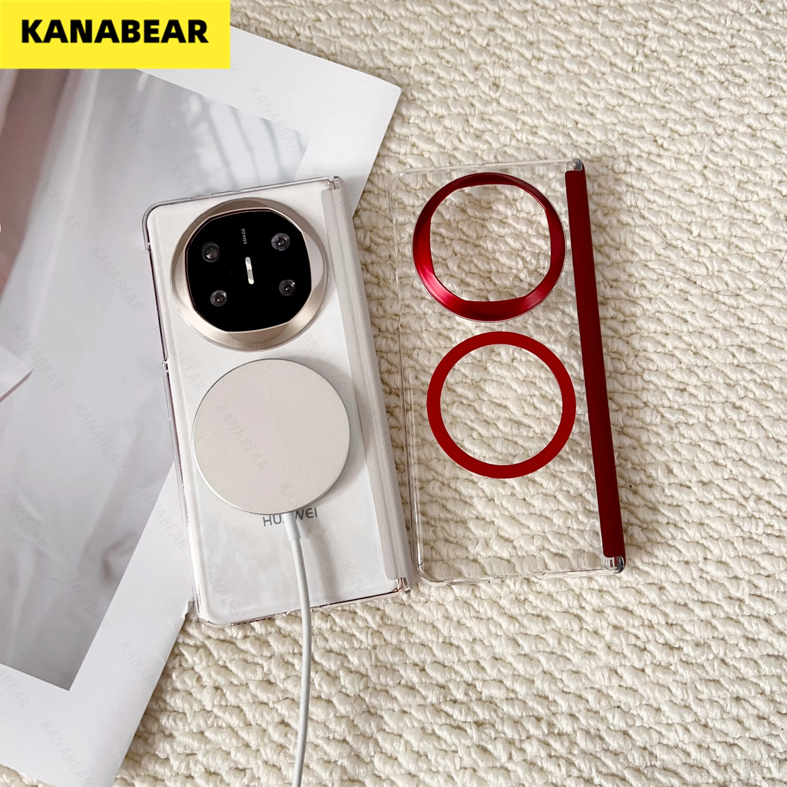 

Magnetic Leather Case for Huawei Mate X3/X5/X6 - Transparent Matte, Dual Hinge Guard & Sprayed Lens Shockproof Cover